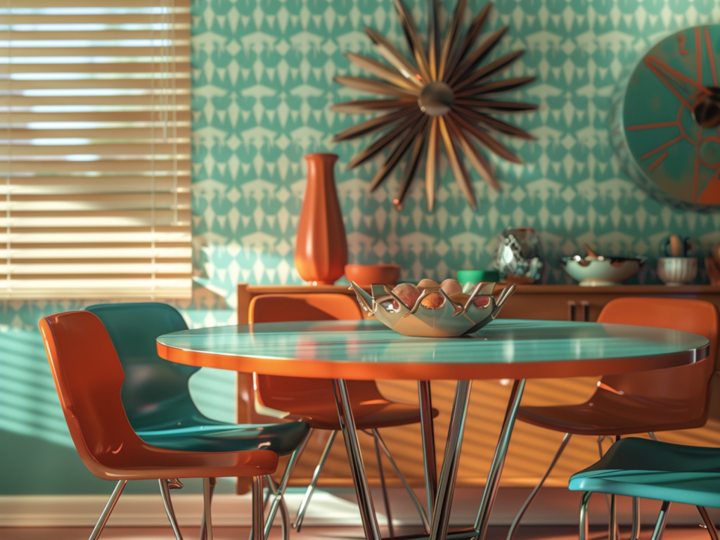 10 inspiracji na urządzenie jadalni w stylu retro z metalowymi akcentami