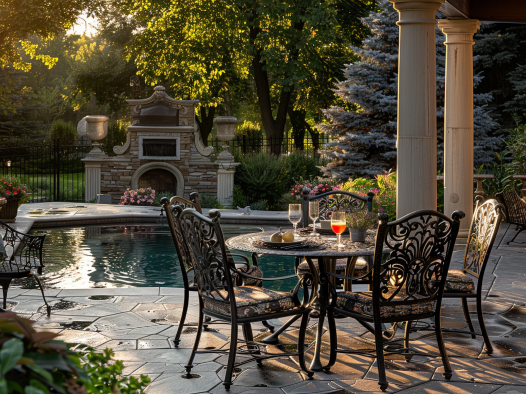 Jakie meble ogrodowe najlepiej pasują do przestrzeni nad basenami w stylu klasycznym