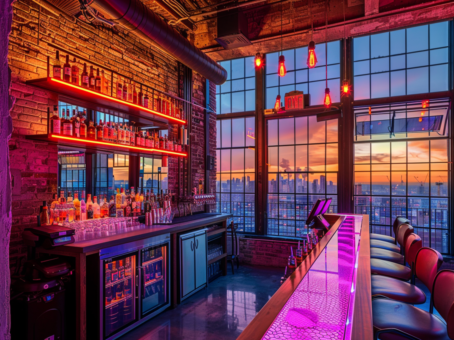 10 inspiracji na wnętrza barów hotelowych w stylu loftowym.