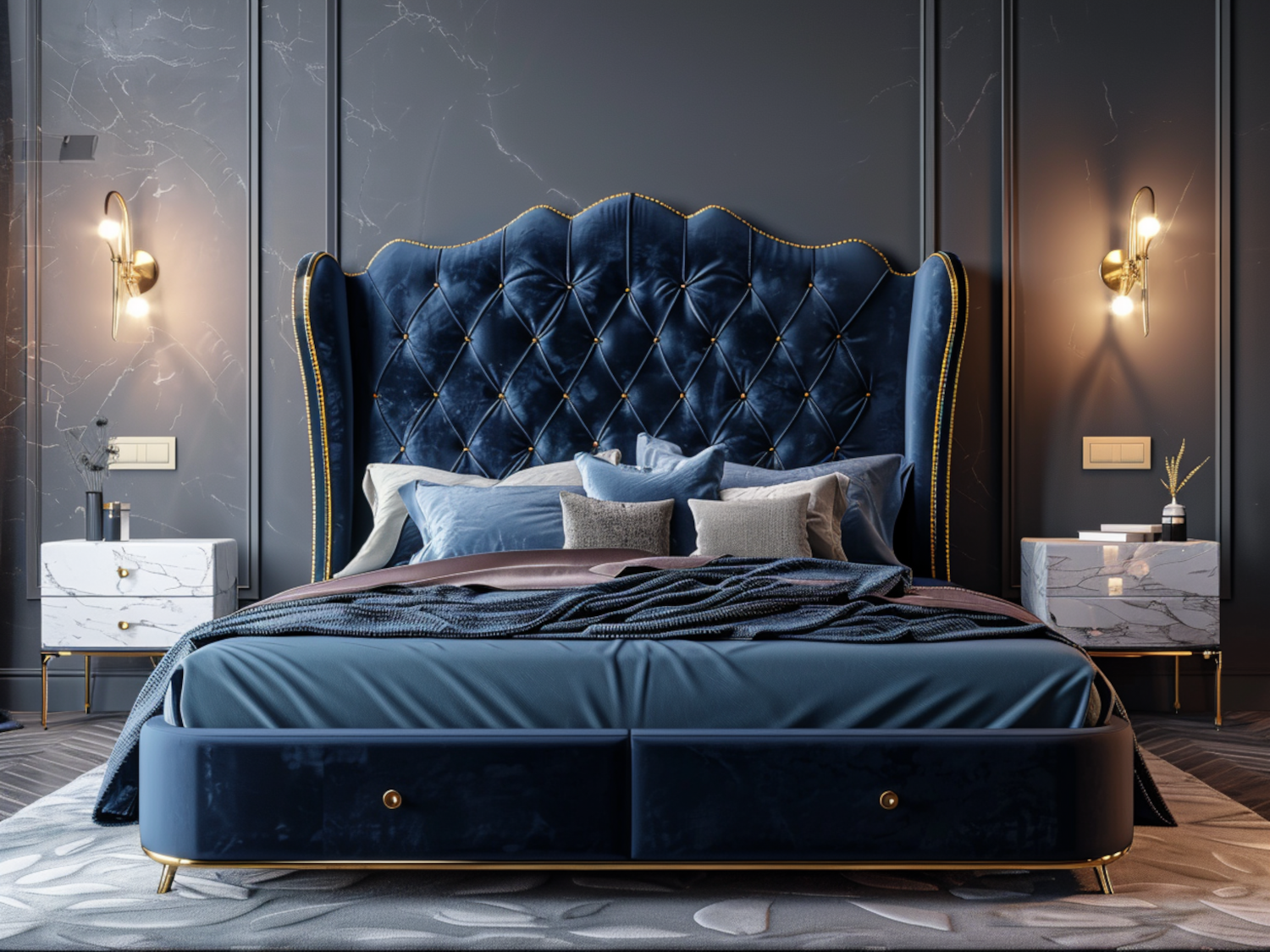 Ranking: Najlepsze łóżka w stylu glamour z wbudowanymi szufladami.